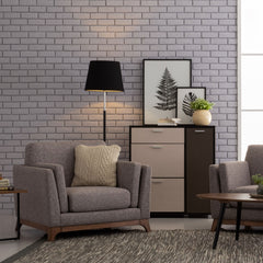 CENI Solid Wood 1 Seater Sofa