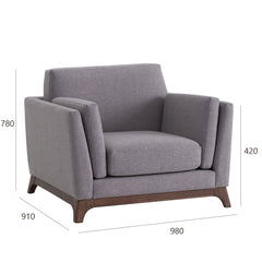 CENI Solid Wood 1 Seater Sofa