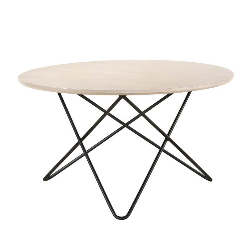 DOMIC Solid Wood Coffee Table with Metal Leg-Natural White
