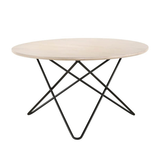 DOMIC Solid Wood Coffee Table with Metal Leg-Natural White