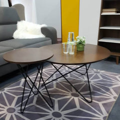 DOMIC Solid Wood Coffee Table with Metal Leg-Natural White