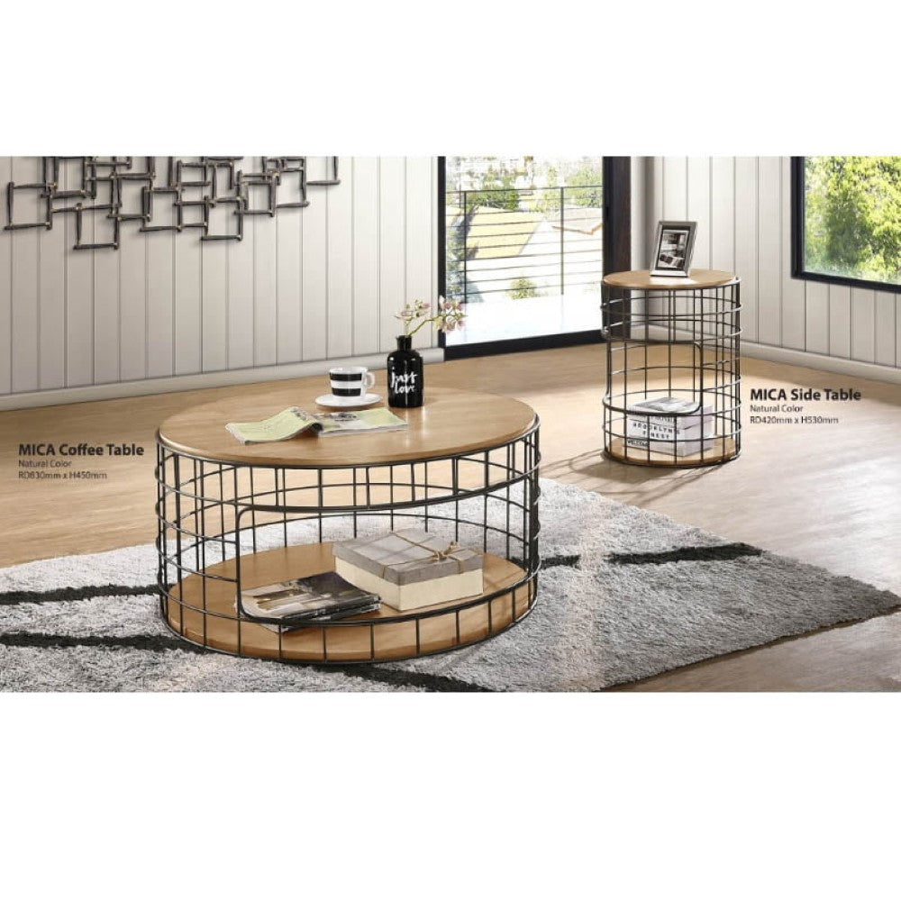 JOSEPHINE  Side Table with Metal Leg – Natural