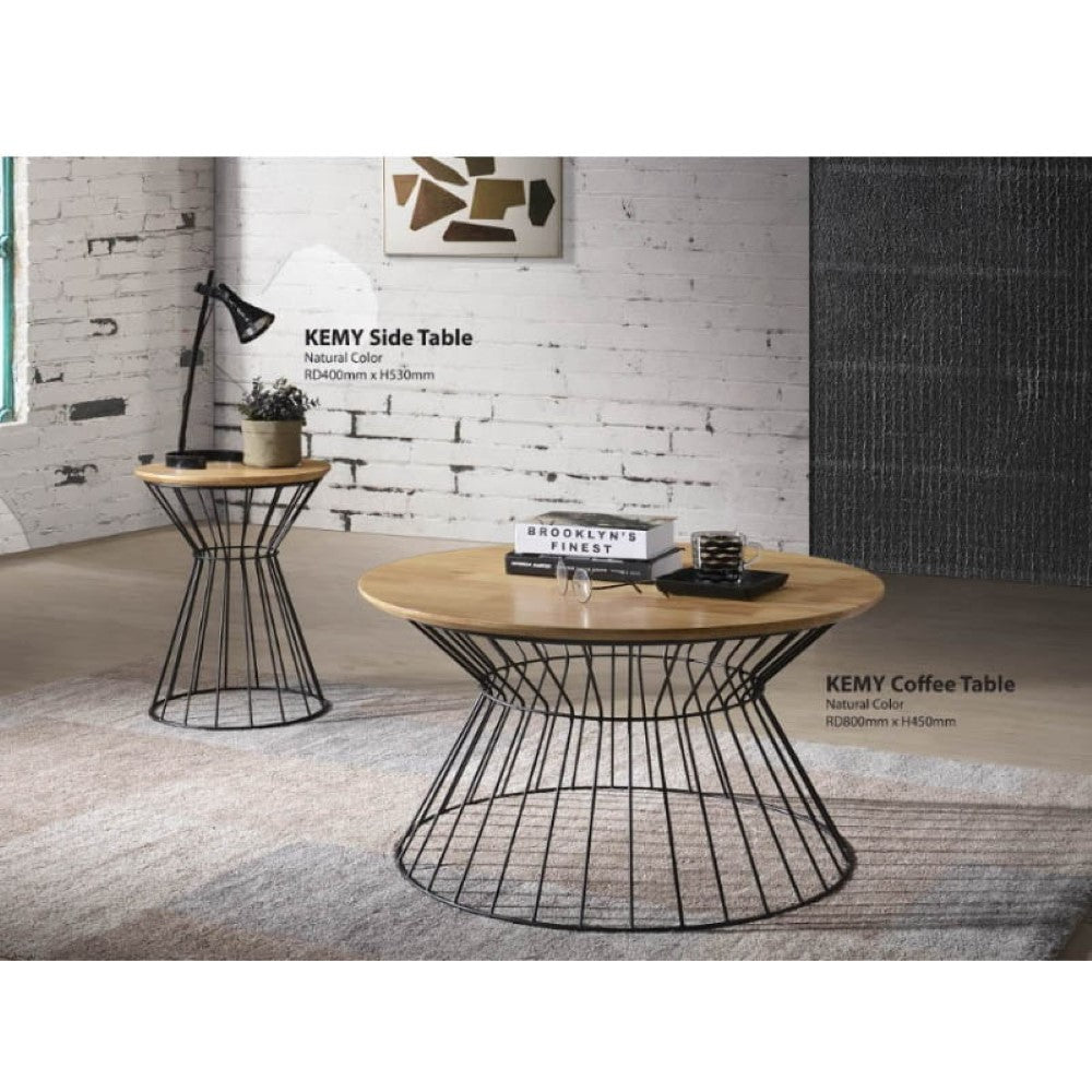 ELAINE Side Table with Metal Leg - Natural
