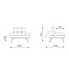 CLARA  1 seater Fabric Sofa – Ink