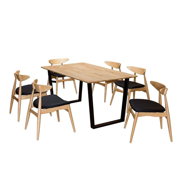 SAMMI Dining Set (1 table + 6 seater) - Natural