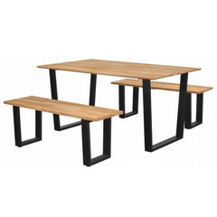 SAMMI 150x90cm Solid Wood Top Dining Set - Natural