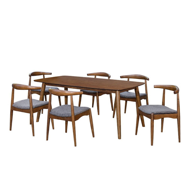 MIAMI Dining Set (1 table + 6 seater) - Walnut Colour