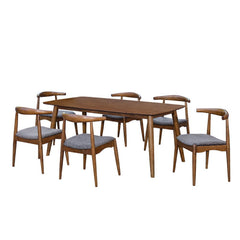 MIAMI Dining Set (1 table + 6 seater) - Walnut Colour