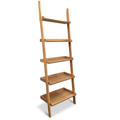 MILT Solid Wood Leaning Bookcase
