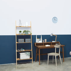 MILT Solid Wood Leaning Bookcase
