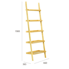 MILT Solid Wood Leaning Bookcase