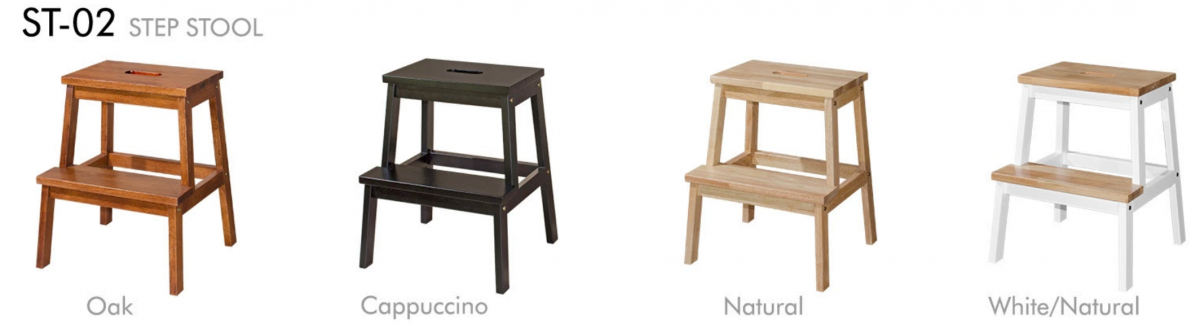CELESTE Full Solid Rubberwood 20inc Step Stool- 4 Colors