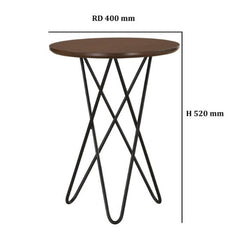 DOMIC Solid Wood Side Table with Metal Leg-Walnut