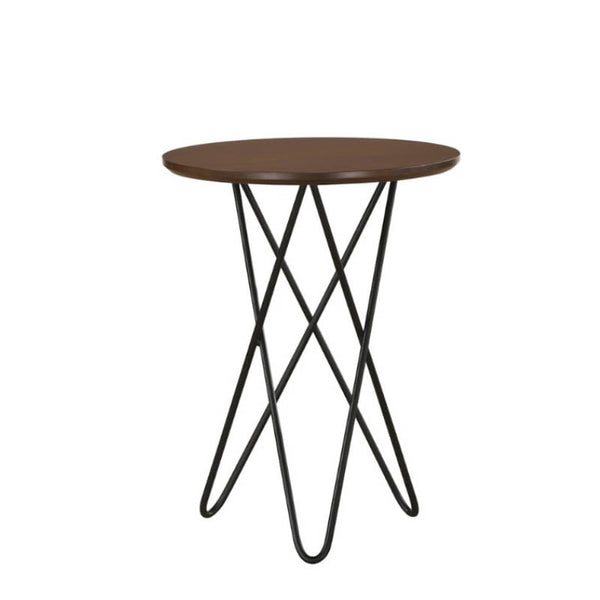 DOMIC Solid Wood Side Table with Metal Leg-Walnut