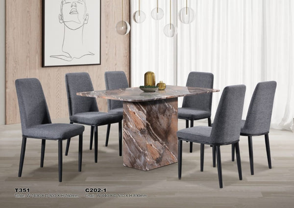 KANDE 1+6 MARBLE DINING SET