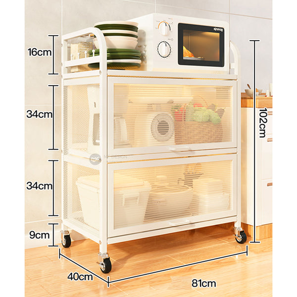 (Clearance) TONI Kitchen Cabinet / Multipurpose Rack / Almari Dapur / Kabinet Dapur / Almari Tingkat / White Rack / Home Storage