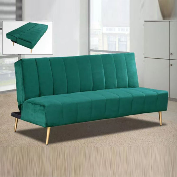 DARIA Green With Gold Plated Steel Leg Sofa Bed