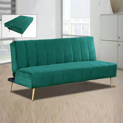 DARIA Green With Gold Plated Steel Leg Sofa Bed