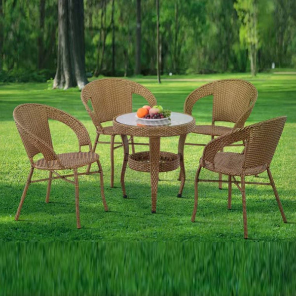 HILARY 1+4 Seater Synthetic PE Rattan Outdoor Set (Gold)