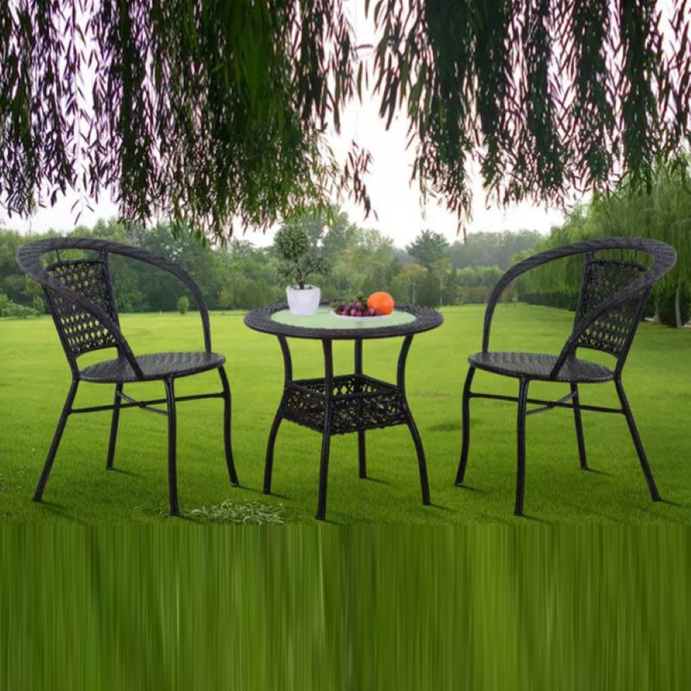 SELENA 2 Seater Synthetic PE Rattan Outdoor Set (Brown)
