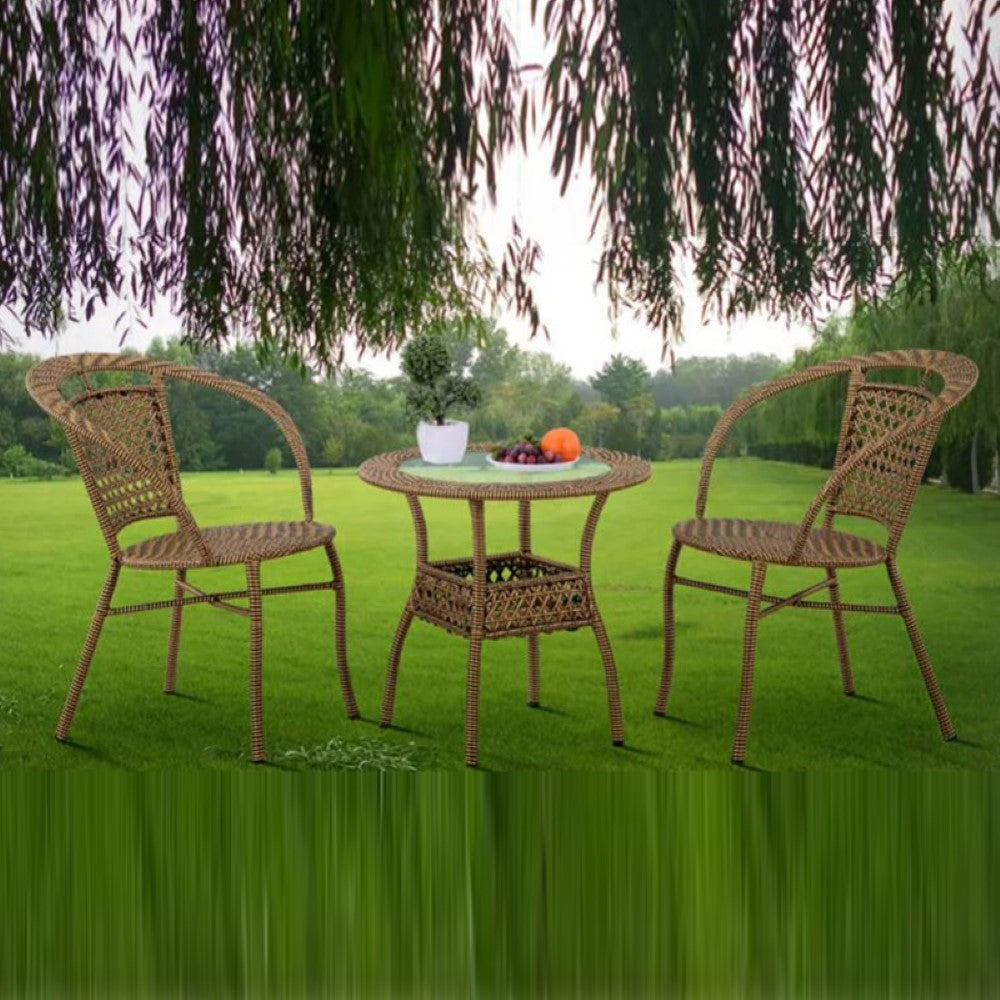 SELENA 2 Seater Synthetic PE Rattan Outdoor Set (Gold)