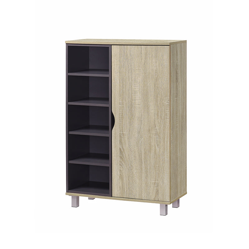 SUSAN Particle Board With Plastic Leg With Natural + Grey Colour 1 Door Shoe Cabinet