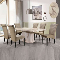KANYA 2.1M Artificial Marble 1+6 Seater Dining Set