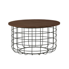JULIE Walnut Solid Rubber Wood + Powder Coated Metal Leg Coffee Table