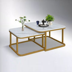 CLAUDIA Melamine Top With Gold Spray Painted Steel Frame Coffee Table