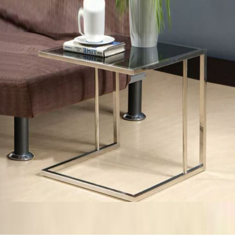 CECILIA Glass Top With Stainless Steel Frame Side Table