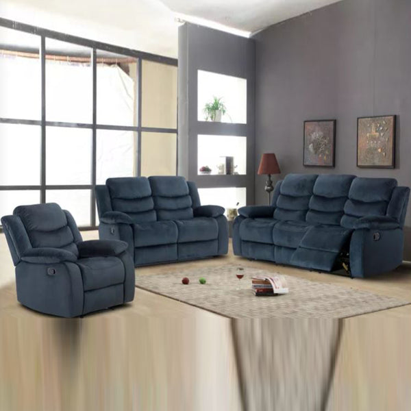 ELINA 1+2+3 Navy Blue Recliner System Sofa Set