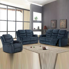 ELINA 1+2+3 Navy Blue Recliner System Sofa Set