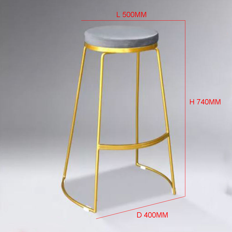 ZORA Gold Painted With Grey Velvet Fabric Bar Chair