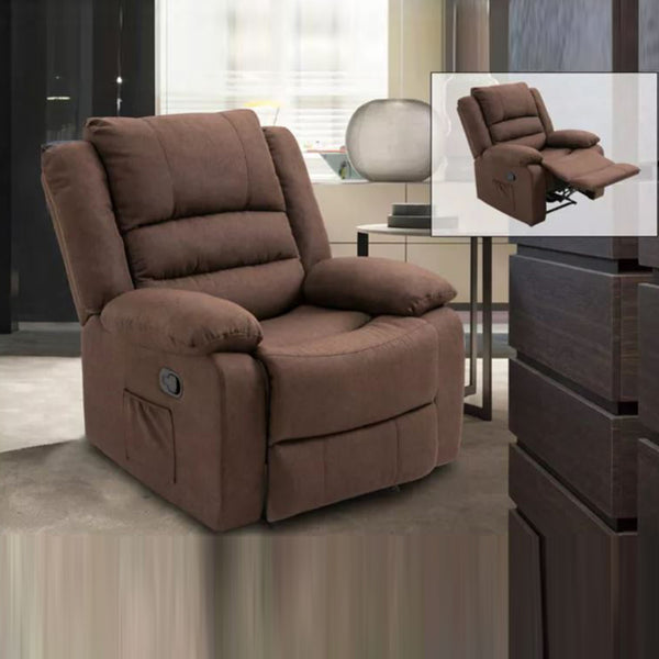 FIONA 1 Seater Brown Fabric With Recliner System Sofa