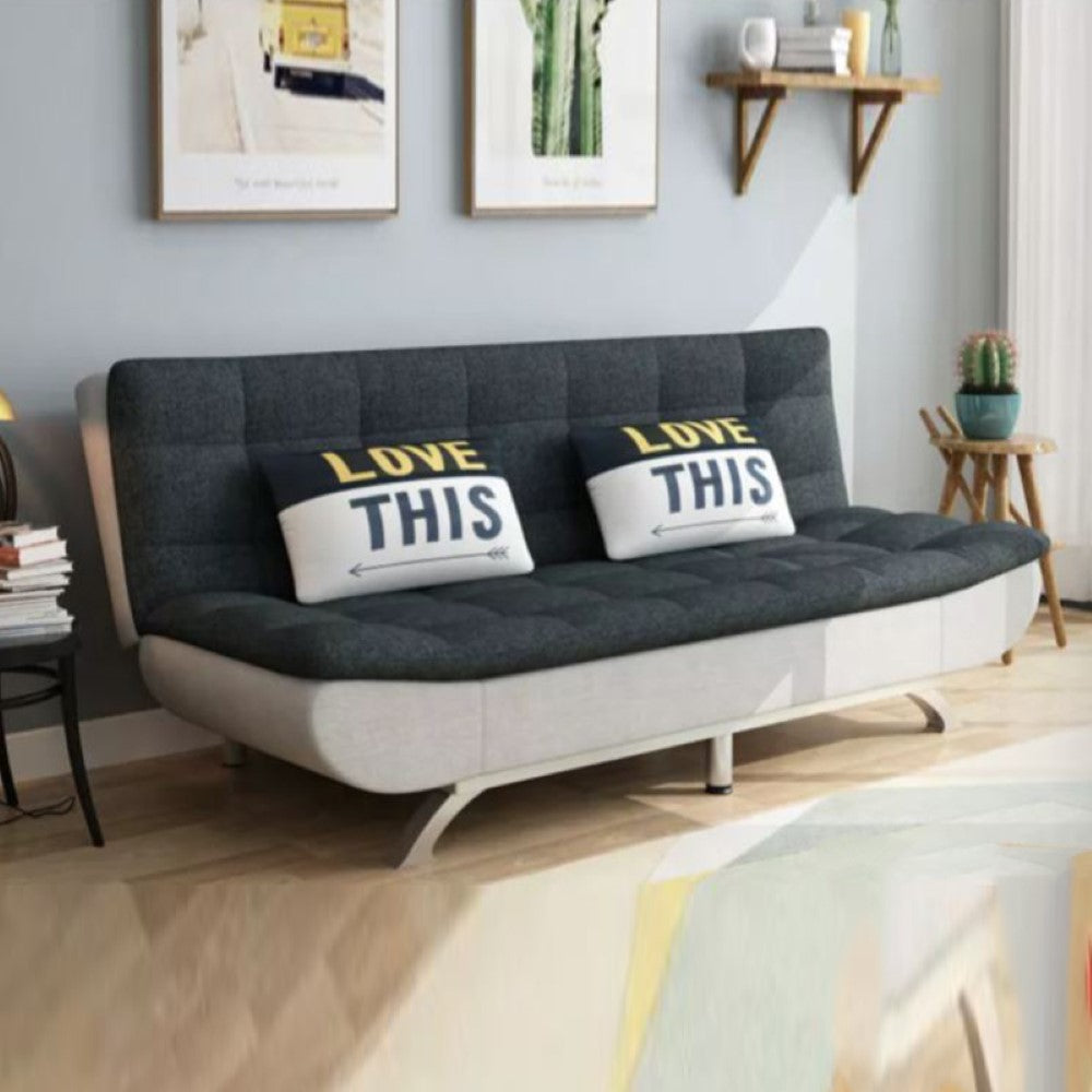 CARLOTA Dark Grey Linen Fabric Sofa Bed (FOC 2 Pillows)