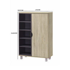 SUSAN Particle Board With Plastic Leg With Natural + Grey Colour 1 Door Shoe Cabinet