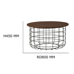 JULIE Walnut Solid Rubber Wood + Powder Coated Metal Leg Coffee Table