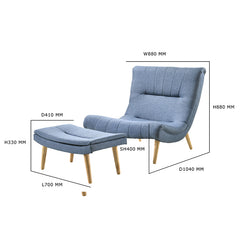 Solid Wood Frame With Fabric Upholstered Lounge Chair