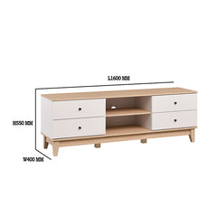 BALDWIN 1.6M Natural + White Colour Particle Board With Solid Wood Leg TV Cabinet
