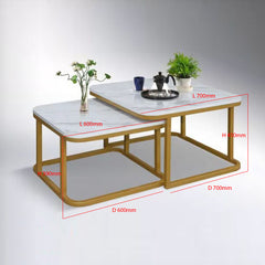 CLAUDIA Melamine Top With Gold Spray Painted Steel Frame Coffee Table