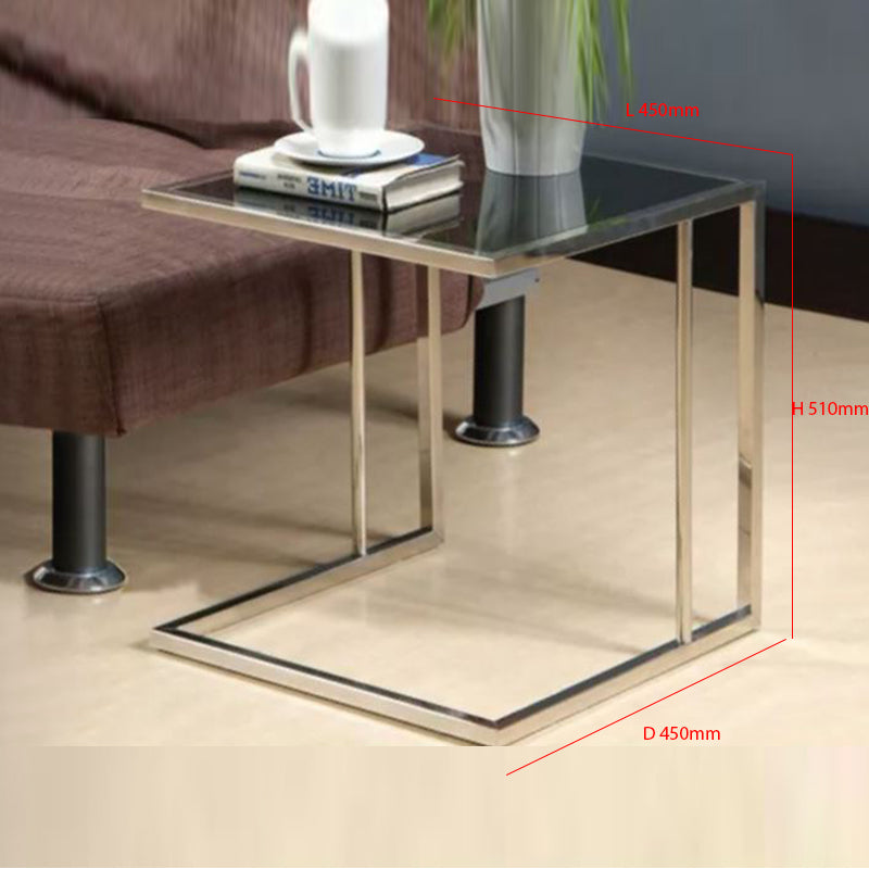 CECILIA Glass Top With Stainless Steel Frame Side Table