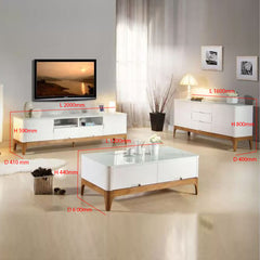 LACIE MDF Veneer Top With Wooden Leg Living Room Set