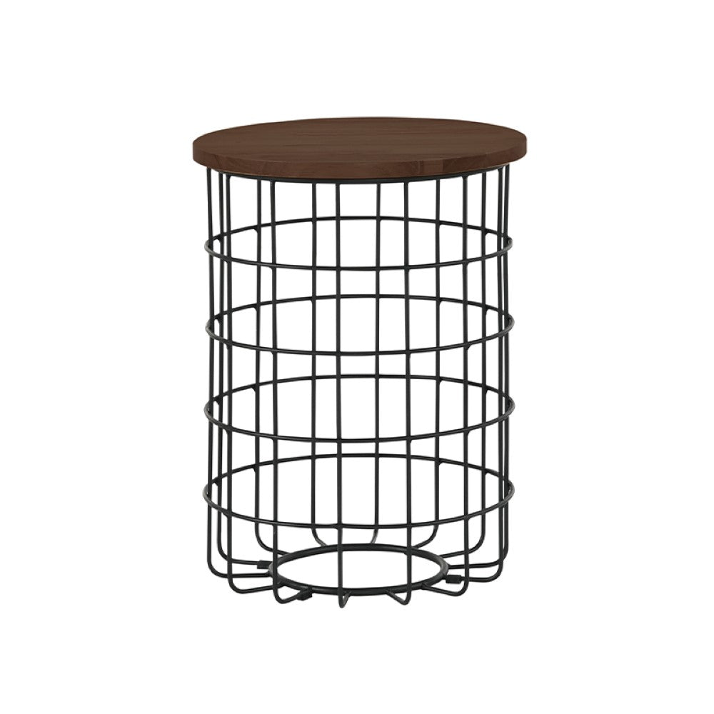 JULIE Walnut Solid Rubber Wood + Powder Coated Metal Leg Side Table