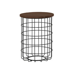 JULIE Walnut Solid Rubber Wood + Powder Coated Metal Leg Side Table