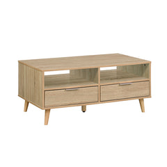 GENE 1M Natural Colour Particle Board With Solid Wood Leg Coffee Table