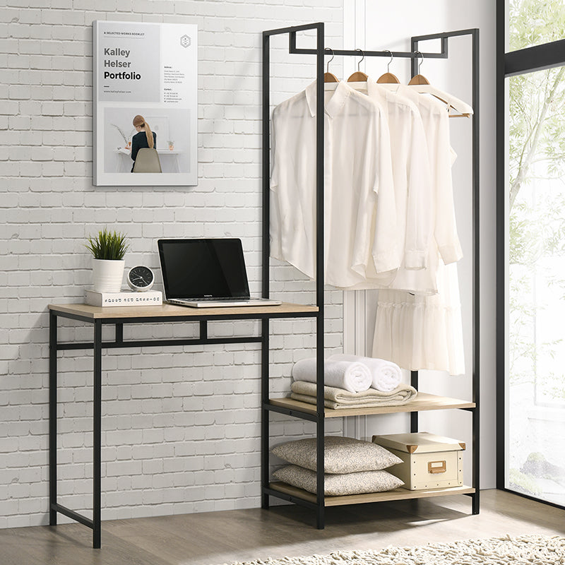 FRANCIS Natural + Black Metal Wardrobe With Study Desk