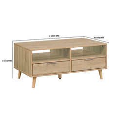 GENE 1M Natural Colour Particle Board With Solid Wood Leg Coffee Table