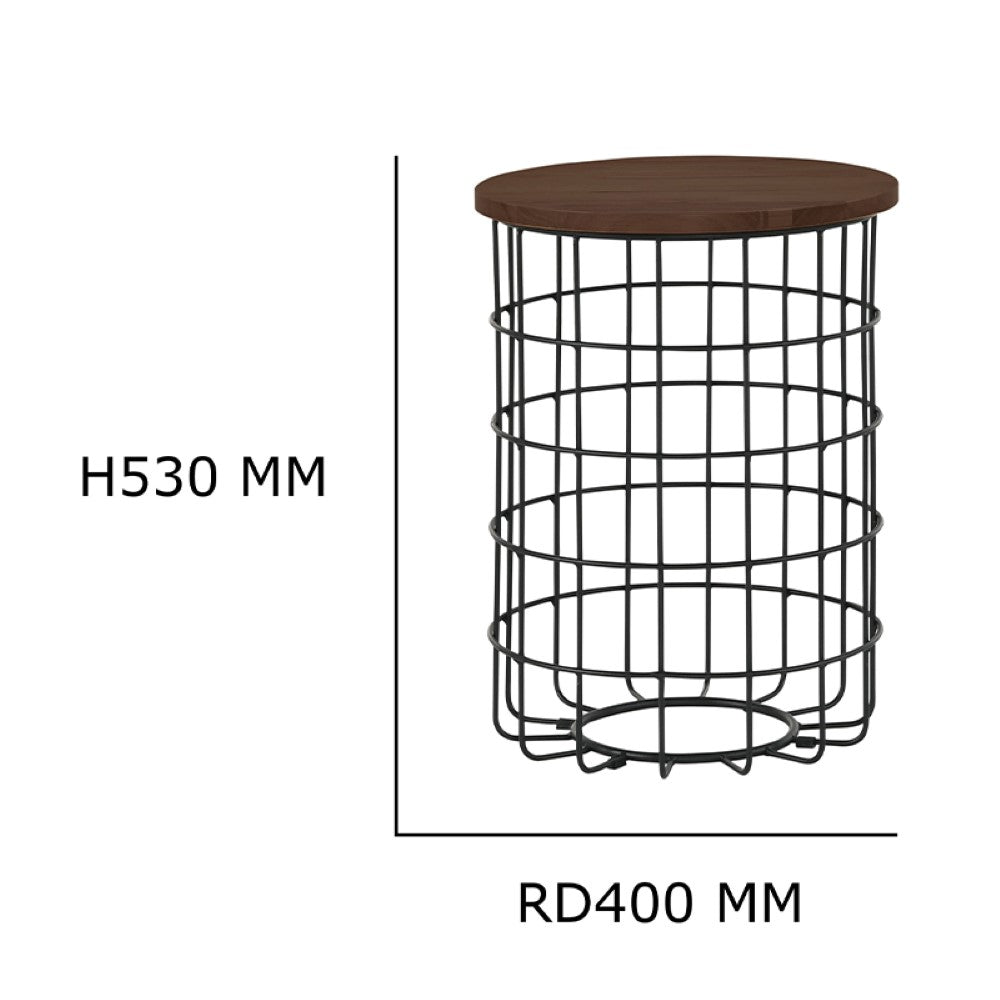 JULIE Walnut Solid Rubber Wood + Powder Coated Metal Leg Side Table