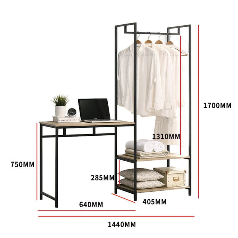 FRANCIS Natural + Black Metal Wardrobe With Study Desk