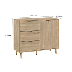GENE 1M Natural Colour Particle Board With Solid Wood Leg Storage Cabinet